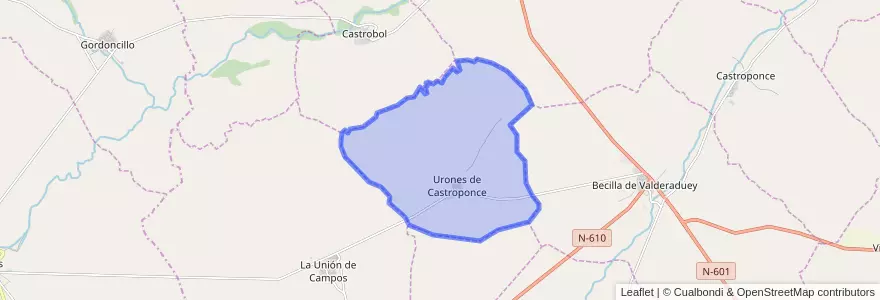 Mapa de ubicacion de Urones de Castroponce.