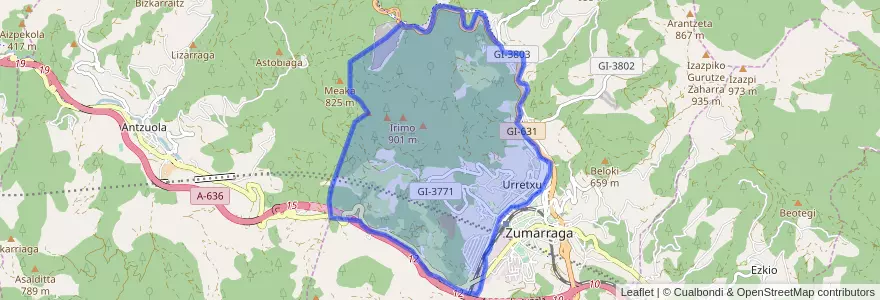 Mapa de ubicacion de Urretxu.