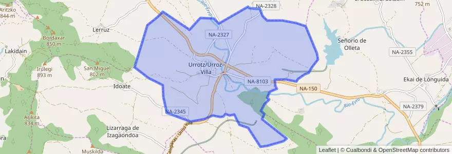 Mapa de ubicacion de Urroz.