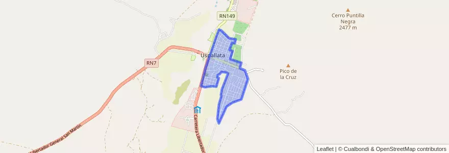 Mapa de ubicacion de Uspallata.
