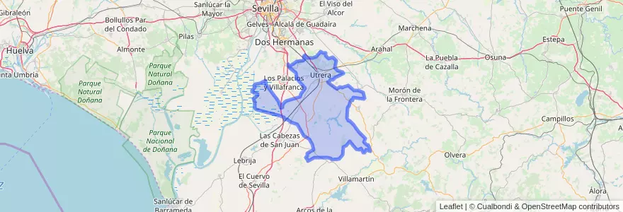 Mapa de ubicacion de Utrera.