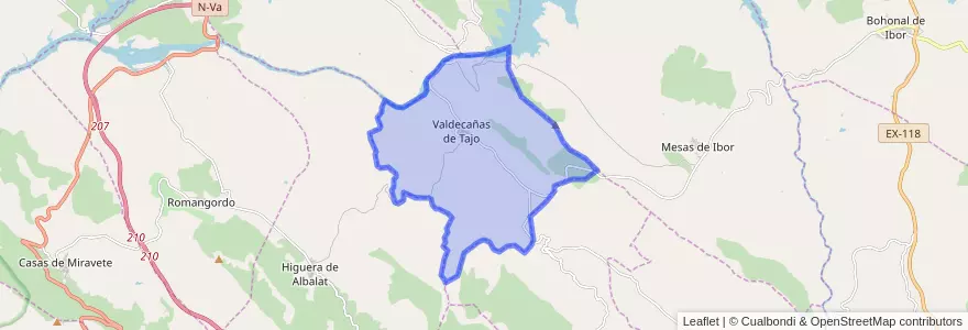 Mapa de ubicacion de Valdecañas de Tajo.