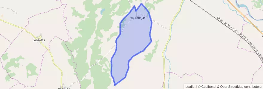 Mapa de ubicacion de Valdefinjas.