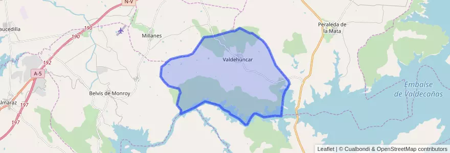 Mapa de ubicacion de Valdehúncar.