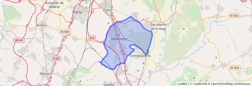 Mapa de ubicacion de Valdemoro.