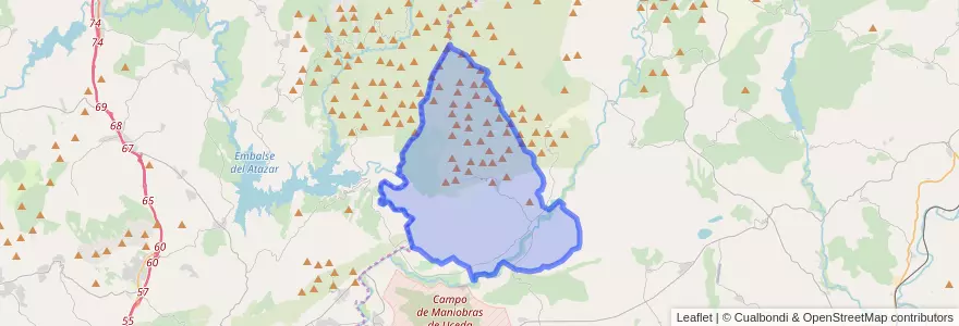 Mapa de ubicacion de Valdepeñas de la Sierra.