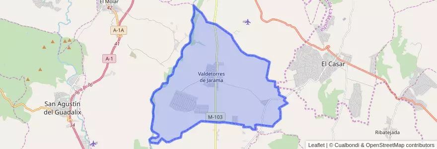 Mapa de ubicacion de Valdetorres de Jarama.