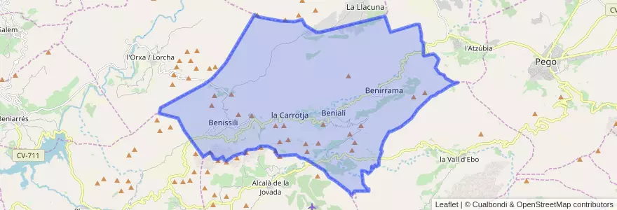 Mapa de ubicacion de Vall de Gallinera.
