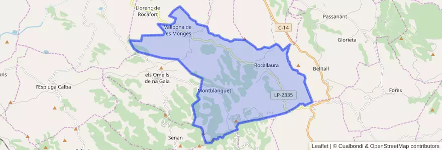 Mapa de ubicacion de Vallbona de les Monges.