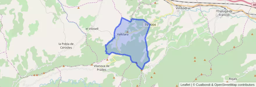 Mapa de ubicacion de Vallclara.