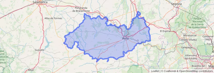 Mapa de ubicacion de Valle Amblés y Sierra de Ávila.