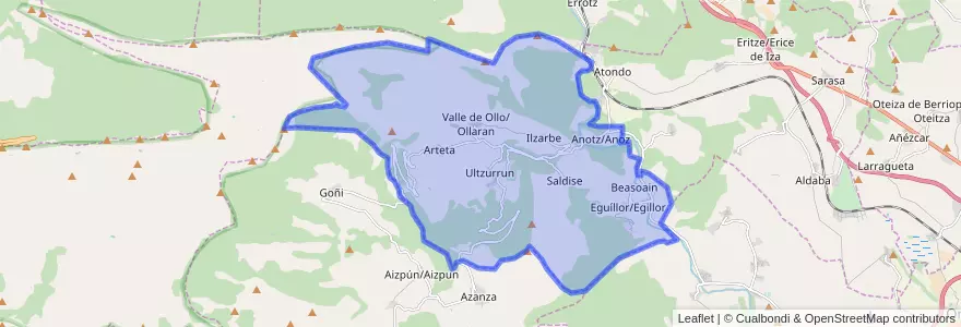 Mapa de ubicacion de Valle de Ollo/Ollaran.