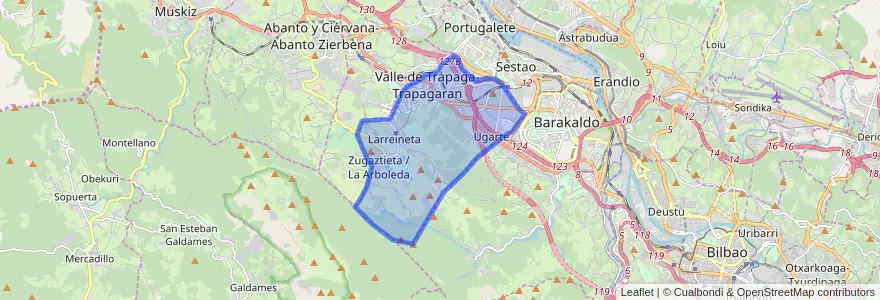 Mapa de ubicacion de Valle de Trápaga-Trapagaran.