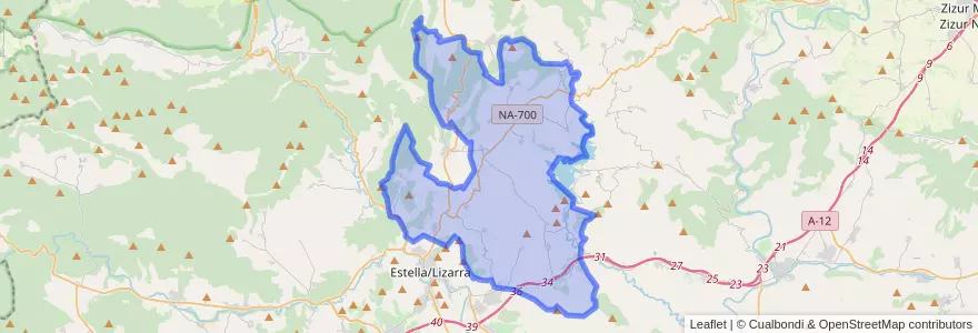 Mapa de ubicacion de Valle de Yerri.