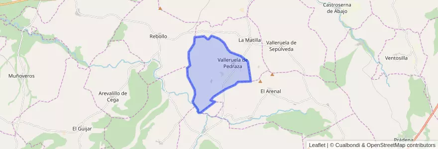 Mapa de ubicacion de Valleruela de Pedraza.