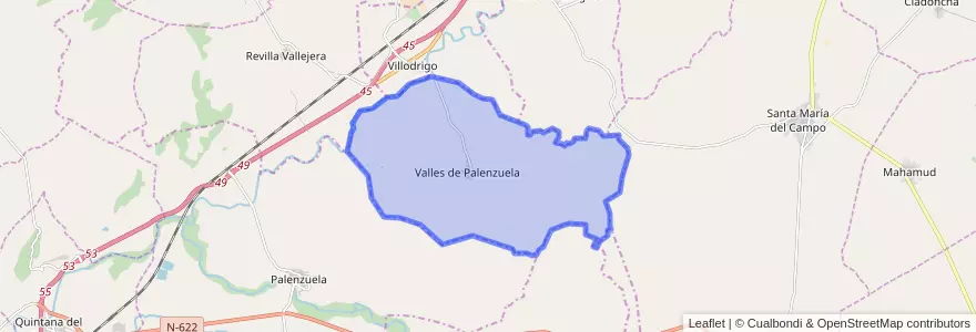Mapa de ubicacion de Valles de Palenzuela.