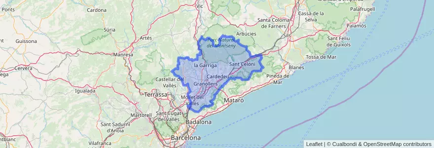 Mapa de ubicacion de Vallés Oriental.