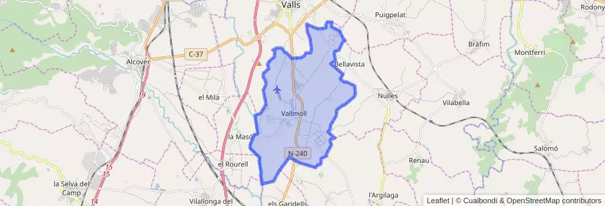 Mapa de ubicacion de Vallmoll.
