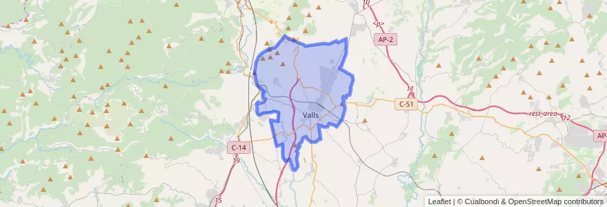 Mapa de ubicacion de Valls.
