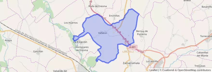 Mapa de ubicacion de Valseca.