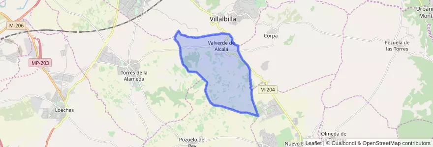 Mapa de ubicacion de Valverde de Alcalá.