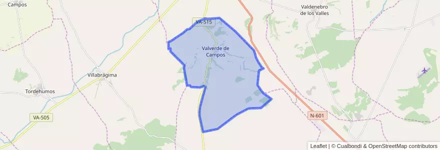 Mapa de ubicacion de Valverde de Campos.