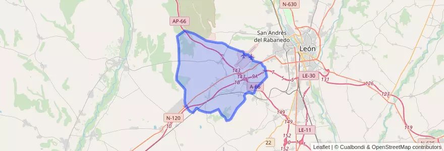 Mapa de ubicacion de Valverde de la Virgen.
