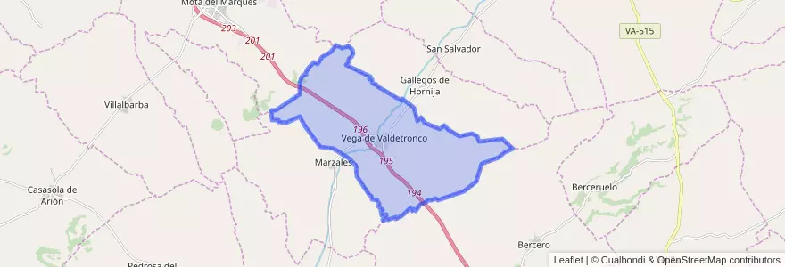 Mapa de ubicacion de Vega de Valdetronco.