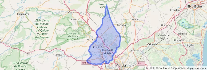 Mapa de ubicacion de Vega Media del Segura.