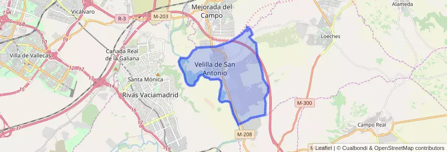 Mapa de ubicacion de Velilla de San Antonio.
