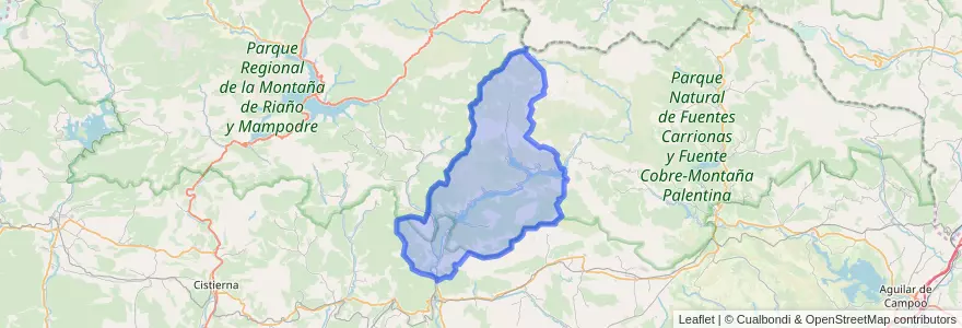 Mapa de ubicacion de Velilla del Río Carrión.