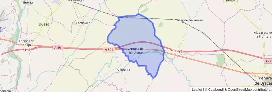 Mapa de ubicacion de Ventosa del Río Almar.