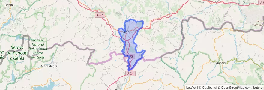 Mapa de ubicacion de Verín.