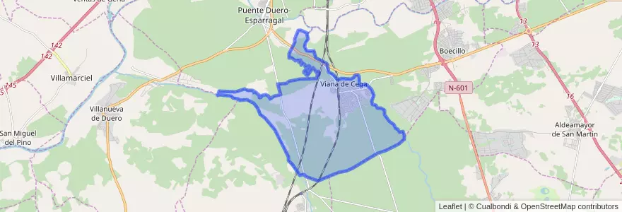 Mapa de ubicacion de Viana de Cega.