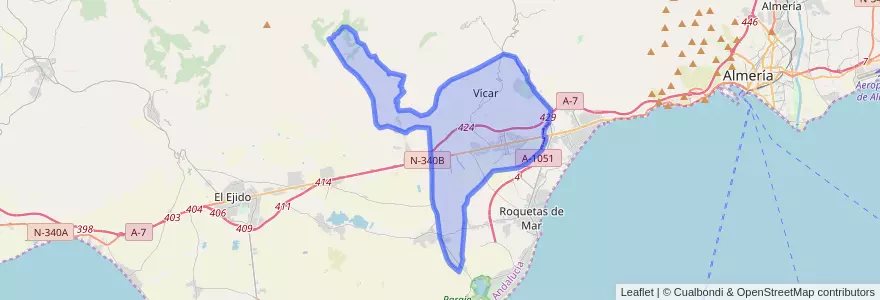 Mapa de ubicacion de Vícar.