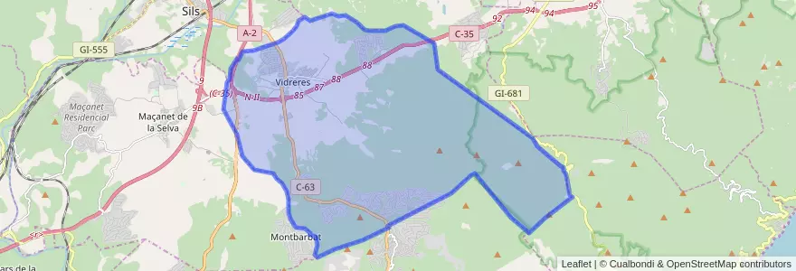 Mapa de ubicacion de Vidreres.