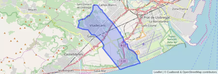 Mapa de ubicacion de Viladecans.