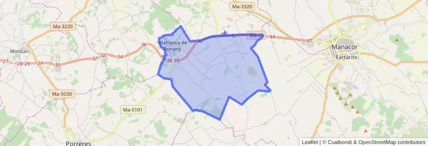 Mapa de ubicacion de Vilafranca de Bonany.