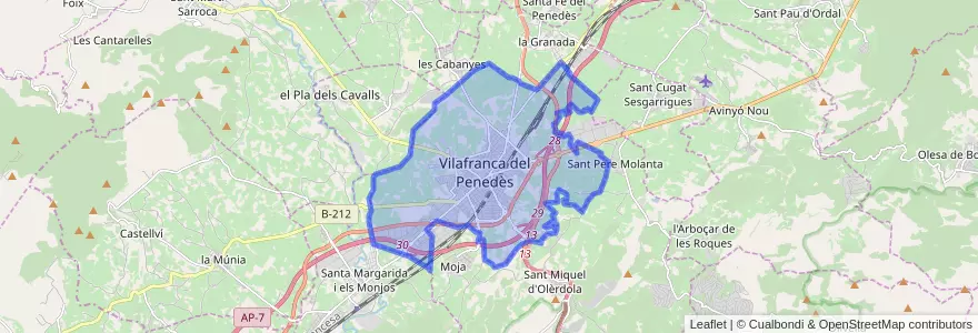 Mapa de ubicacion de Vilafranca del Penedès.
