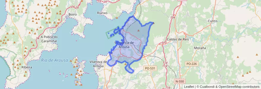 Mapa de ubicacion de Vilagarcía de Arousa.