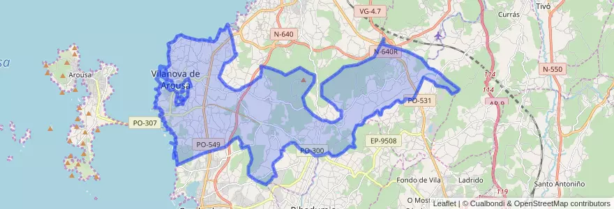 Mapa de ubicacion de Vilanova de Arousa.
