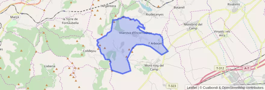 Mapa de ubicacion de Vilanova d'Escornalbou.
