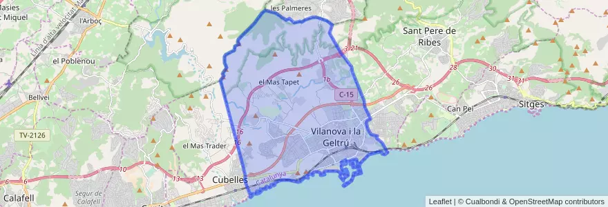 Mapa de ubicacion de Vilanova i la Geltrú.
