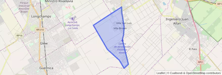 Mapa de ubicacion de Villa Brown.