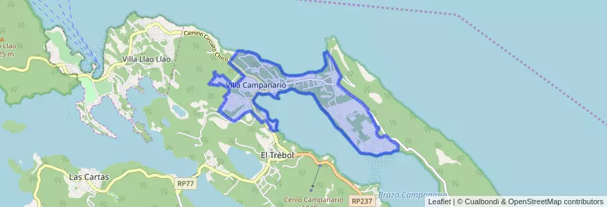 Mapa de ubicacion de Villa Campanario.