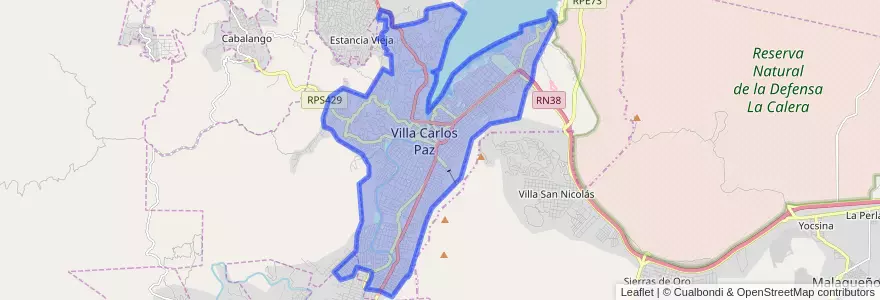 Mapa de ubicacion de Villa Carlos Paz.