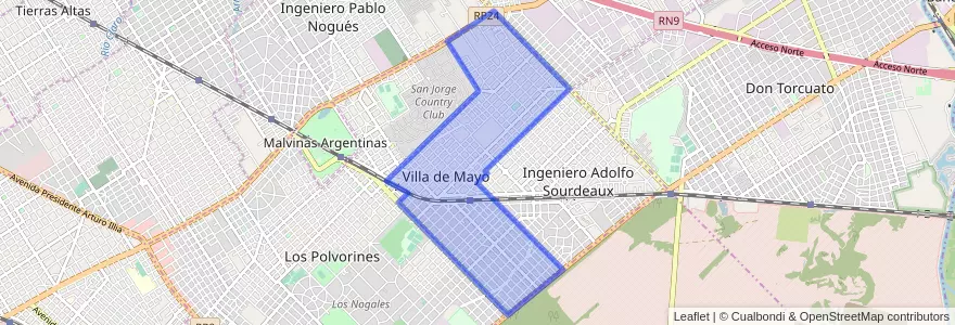 Mapa de ubicacion de Villa de Mayo.