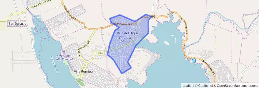 Mapa de ubicacion de Villa del Dique.