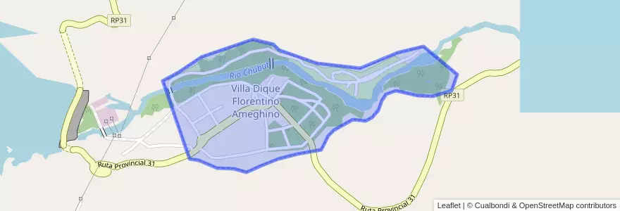 Mapa de ubicacion de Villa Dique Florentino Ameghino.