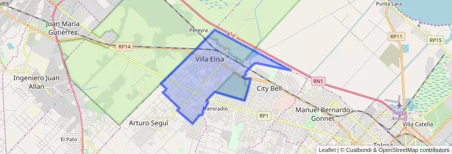 Mapa de ubicacion de Villa Elisa.